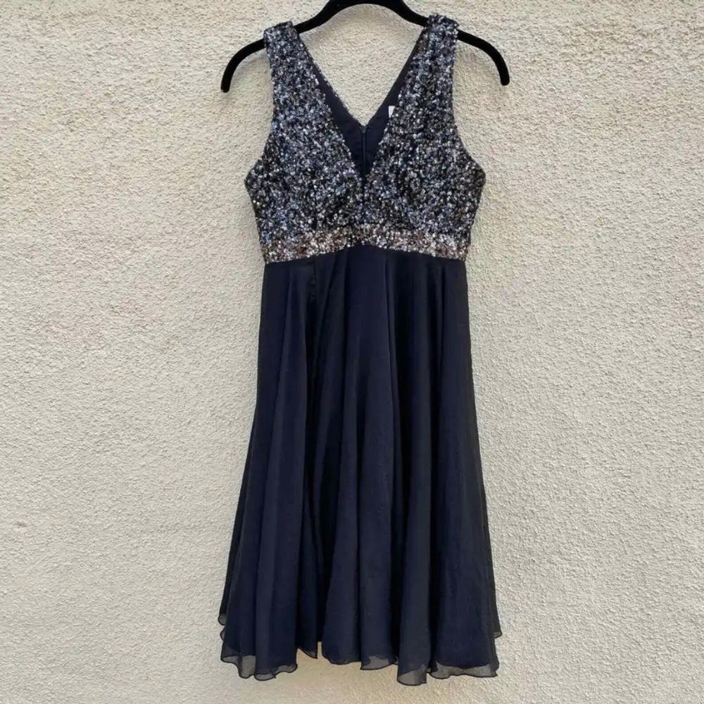 Dress The Population Black Silver Sequin Party Dress XS